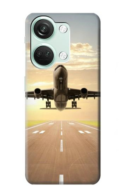 W3837 Airplane Take off Sunrise Hülle Schutzhülle Taschen und Leder Flip für OnePlus Nord 3