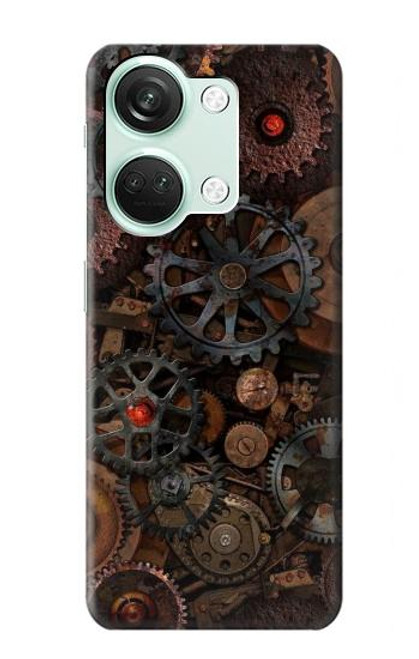 W3884 Steampunk Mechanical Gears Hülle Schutzhülle Taschen und Leder Flip für OnePlus Nord 3