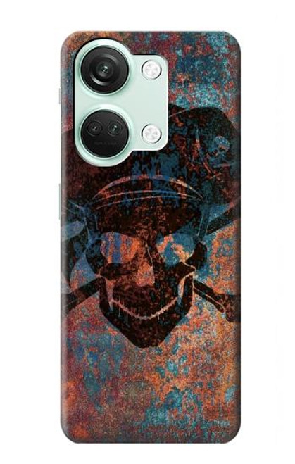 W3895 Pirate Skull Metal Hülle Schutzhülle Taschen und Leder Flip für OnePlus Nord 3