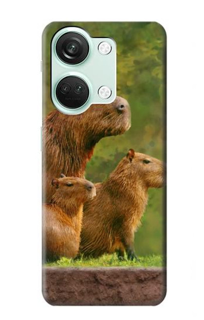 W3917 Capybara Family Giant Guinea Pig Hülle Schutzhülle Taschen und Leder Flip für OnePlus Nord 3