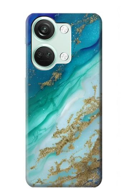 W3920 Abstract Ocean Blue Color Mixed Emerald Hülle Schutzhülle Taschen und Leder Flip für OnePlus Nord 3