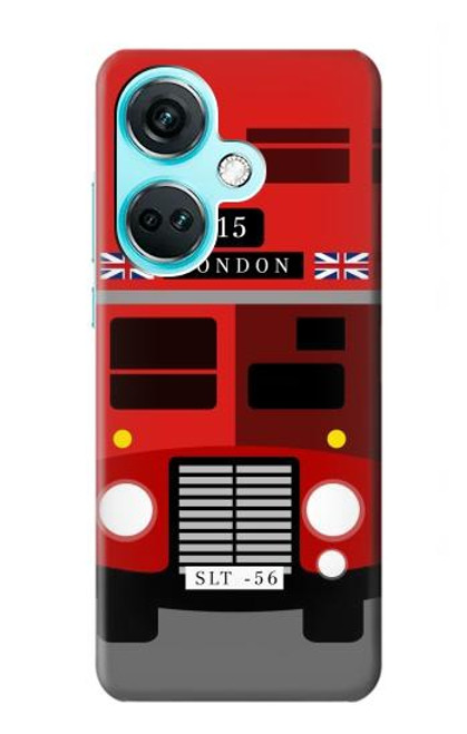 W2058 England British Double Decker Bus Hülle Schutzhülle Taschen und Leder Flip für OnePlus Nord CE3