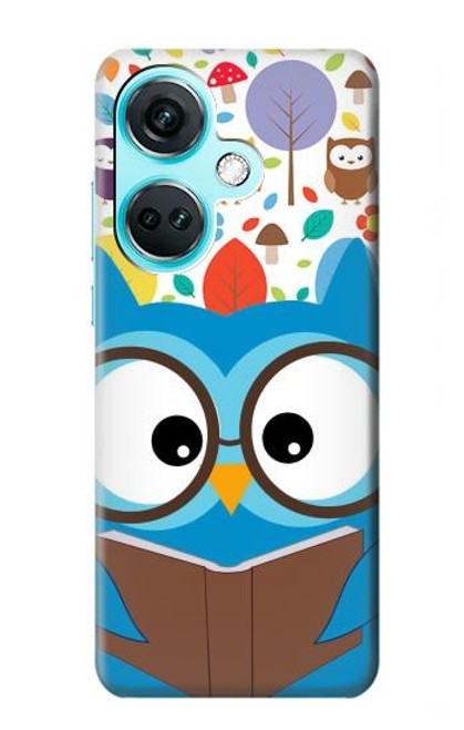 W2521 Cute Nerd Owl Cartoon Hülle Schutzhülle Taschen und Leder Flip für OnePlus Nord CE3