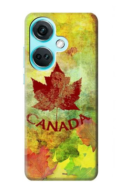 W2523 Canada Autumn Maple Leaf Hülle Schutzhülle Taschen und Leder Flip für OnePlus Nord CE3