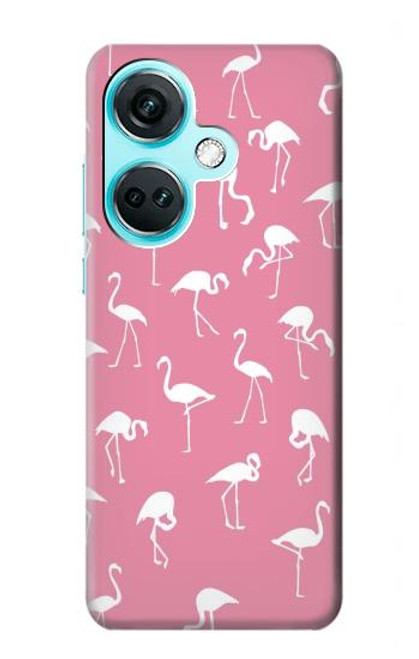 W2858 Pink Flamingo Pattern Hülle Schutzhülle Taschen und Leder Flip für OnePlus Nord CE3