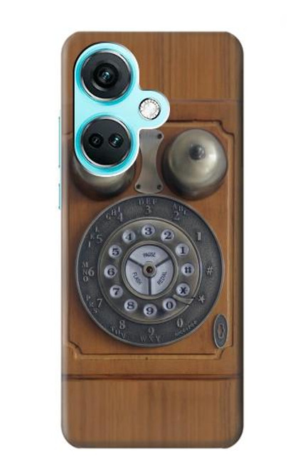 W3146 Antique Wall Retro Dial Phone Hülle Schutzhülle Taschen und Leder Flip für OnePlus Nord CE3