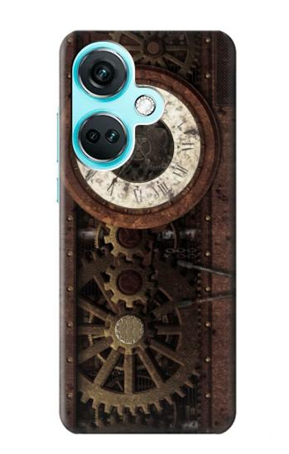 W3221 Steampunk Clock Gears Hülle Schutzhülle Taschen und Leder Flip für OnePlus Nord CE3