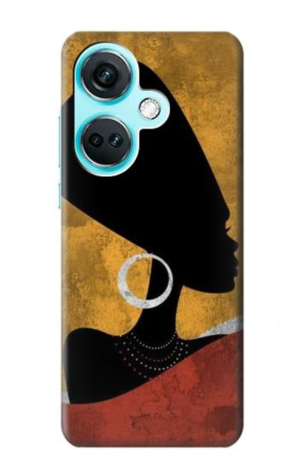 W3453 African Queen Nefertiti Silhouette Hülle Schutzhülle Taschen und Leder Flip für OnePlus Nord CE3