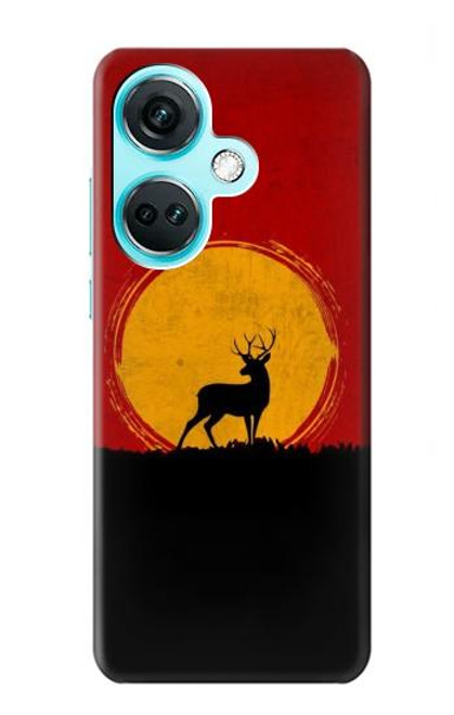 W3513 Deer Sunset Hülle Schutzhülle Taschen und Leder Flip für OnePlus Nord CE3