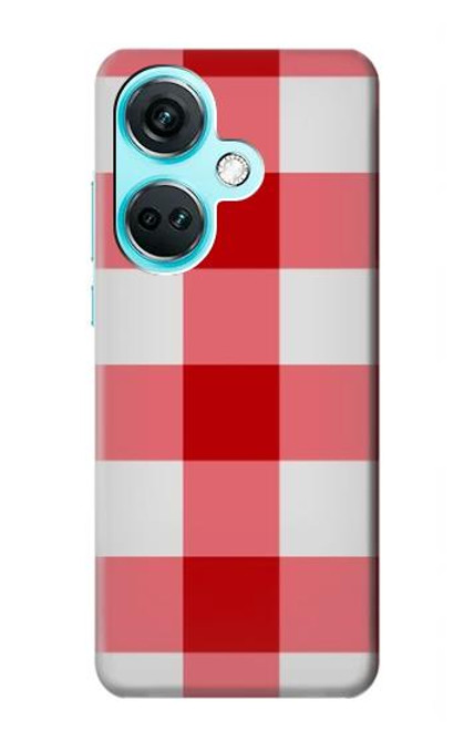 W3535 Red Gingham Hülle Schutzhülle Taschen und Leder Flip für OnePlus Nord CE3