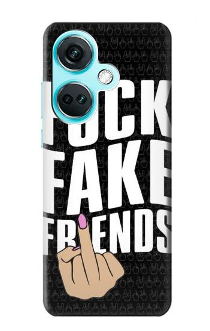 W3598 Middle Finger Fuck Fake Friend Hülle Schutzhülle Taschen und Leder Flip für OnePlus Nord CE3