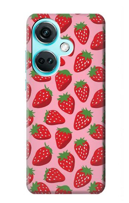 W3719 Strawberry Pattern Hülle Schutzhülle Taschen und Leder Flip für OnePlus Nord CE3