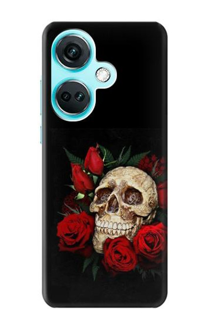 W3753 Dark Gothic Goth Skull Roses Hülle Schutzhülle Taschen und Leder Flip für OnePlus Nord CE3