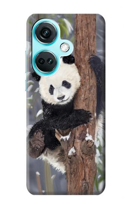 W3793 Cute Baby Panda Snow Painting Hülle Schutzhülle Taschen und Leder Flip für OnePlus Nord CE3
