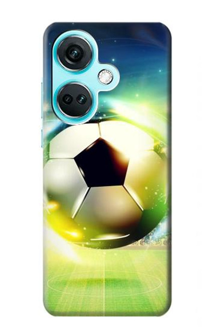 W3844 Glowing Football Soccer Ball Hülle Schutzhülle Taschen und Leder Flip für OnePlus Nord CE3
