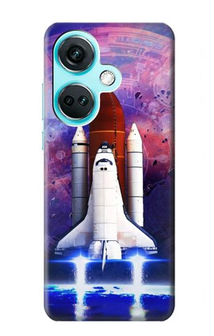 W3913 Colorful Nebula Space Shuttle Hülle Schutzhülle Taschen und Leder Flip für OnePlus Nord CE3