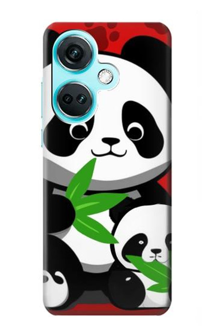 W3929 Cute Panda Eating Bamboo Hülle Schutzhülle Taschen und Leder Flip für OnePlus Nord CE3
