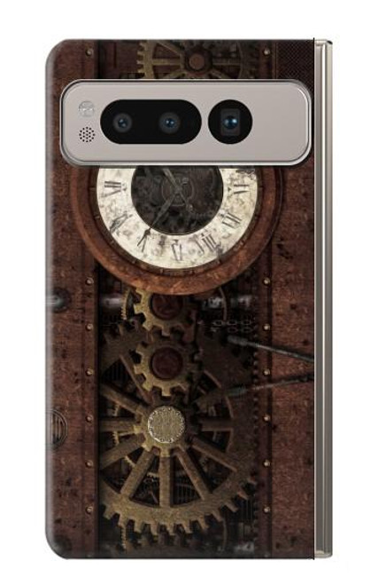 W3221 Steampunk Clock Gears Hülle Schutzhülle Taschen und Leder Flip für Google Pixel Fold