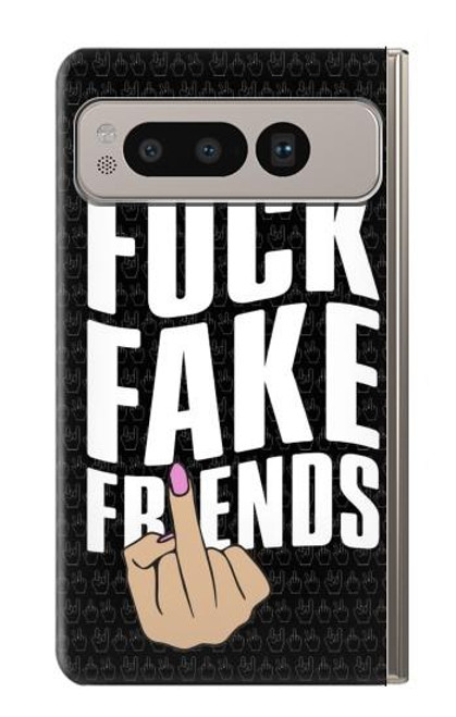 W3598 Middle Finger Fuck Fake Friend Hülle Schutzhülle Taschen und Leder Flip für Google Pixel Fold