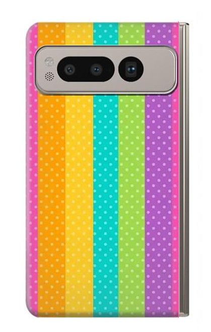 W3678 Colorful Rainbow Vertical Hülle Schutzhülle Taschen und Leder Flip für Google Pixel Fold