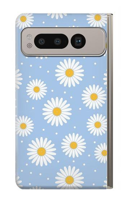 W3681 Daisy Flowers Pattern Hülle Schutzhülle Taschen und Leder Flip für Google Pixel Fold