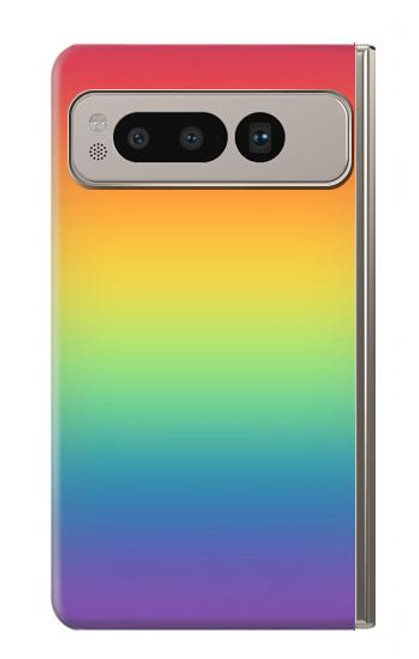 W3698 LGBT Gradient Pride Flag Hülle Schutzhülle Taschen und Leder Flip für Google Pixel Fold