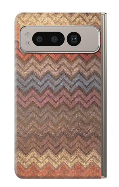 W3752 Zigzag Fabric Pattern Graphic Printed Hülle Schutzhülle Taschen und Leder Flip für Google Pixel Fold