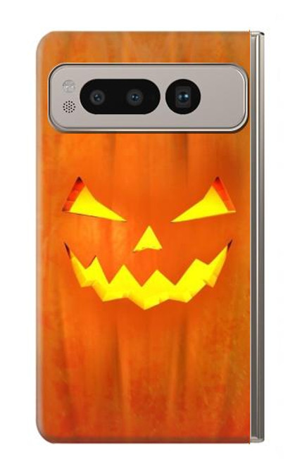 W3828 Pumpkin Halloween Hülle Schutzhülle Taschen und Leder Flip für Google Pixel Fold
