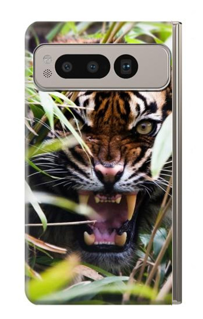 W3838 Barking Bengal Tiger Hülle Schutzhülle Taschen und Leder Flip für Google Pixel Fold