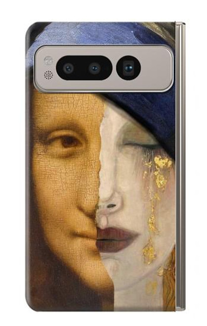 W3853 Mona Lisa Gustav Klimt Vermeer Hülle Schutzhülle Taschen und Leder Flip für Google Pixel Fold