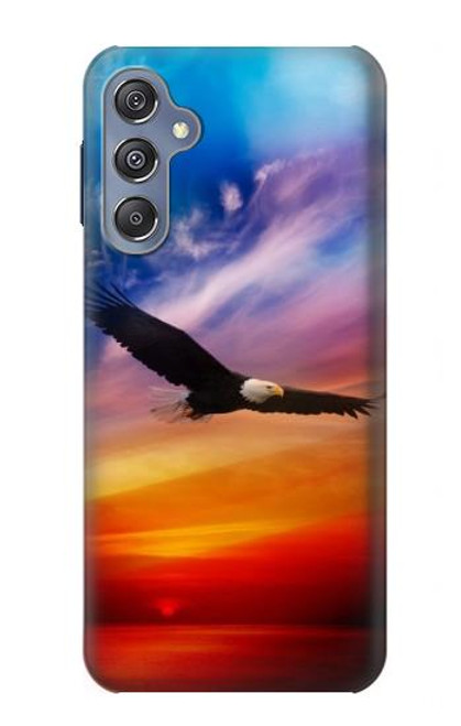 W3841 Bald Eagle Flying Colorful Sky Hülle Schutzhülle Taschen und Leder Flip für Samsung Galaxy M34 5G