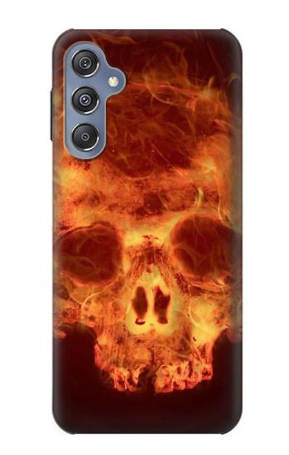 W3881 Fire Skull Hülle Schutzhülle Taschen und Leder Flip für Samsung Galaxy M34 5G