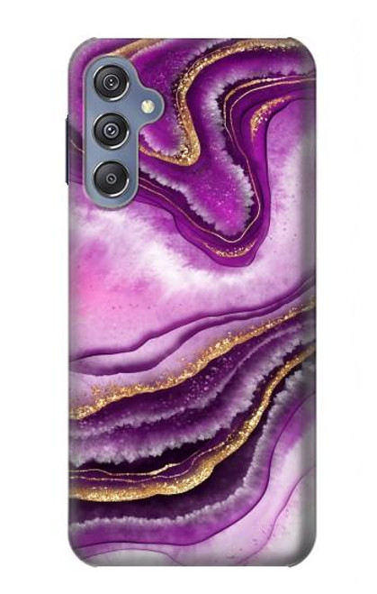 W3896 Purple Marble Gold Streaks Hülle Schutzhülle Taschen und Leder Flip für Samsung Galaxy M34 5G