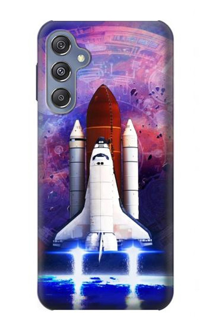 W3913 Colorful Nebula Space Shuttle Hülle Schutzhülle Taschen und Leder Flip für Samsung Galaxy M34 5G