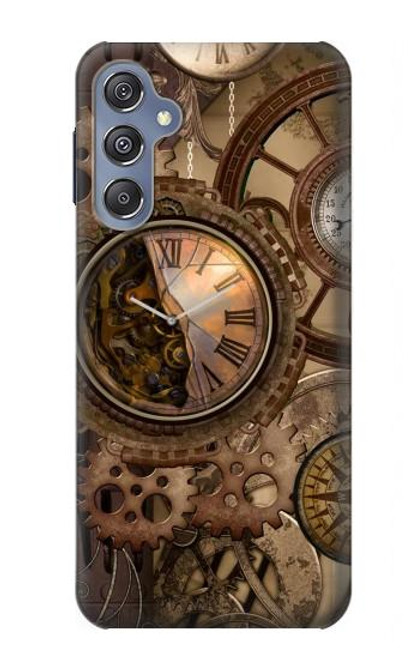 W3927 Compass Clock Gage Steampunk Hülle Schutzhülle Taschen und Leder Flip für Samsung Galaxy M34 5G