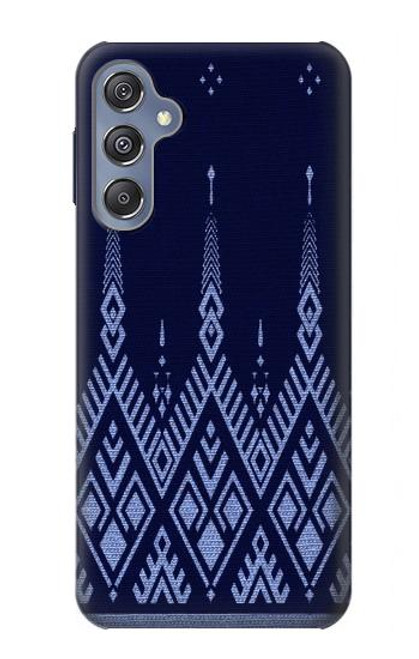 W3950 Textile Thai Blue Pattern Hülle Schutzhülle Taschen und Leder Flip für Samsung Galaxy M34 5G