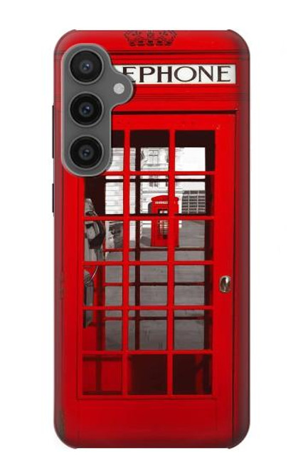 W0058 British Red Telephone Box Hülle Schutzhülle Taschen und Leder Flip für Samsung Galaxy S23 FE