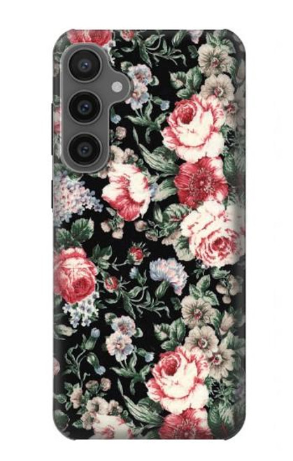 W2727 Vintage Rose Pattern Hülle Schutzhülle Taschen und Leder Flip für Samsung Galaxy S23 FE