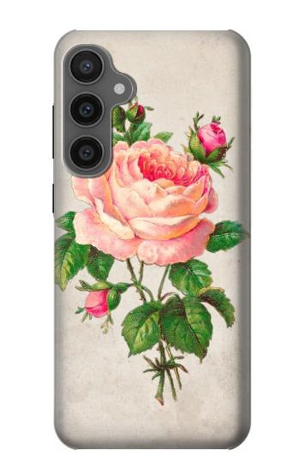 W3079 Vintage Pink Rose Hülle Schutzhülle Taschen und Leder Flip für Samsung Galaxy S23 FE