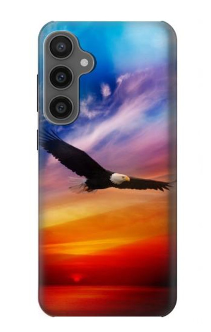 W3841 Bald Eagle Flying Colorful Sky Hülle Schutzhülle Taschen und Leder Flip für Samsung Galaxy S23 FE