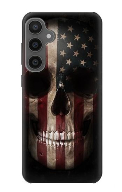 W3850 American Flag Skull Hülle Schutzhülle Taschen und Leder Flip für Samsung Galaxy S23 FE