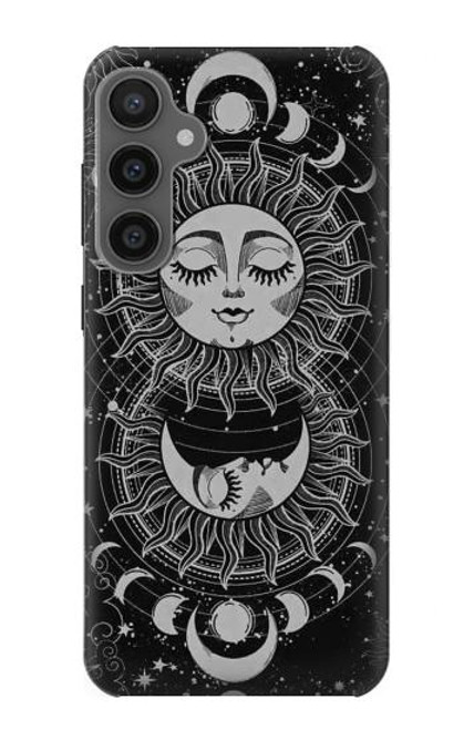 W3854 Mystical Sun Face Crescent Moon Hülle Schutzhülle Taschen und Leder Flip für Samsung Galaxy S23 FE