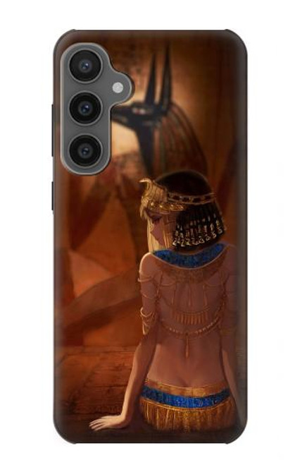 W3919 Egyptian Queen Cleopatra Anubis Hülle Schutzhülle Taschen und Leder Flip für Samsung Galaxy S23 FE
