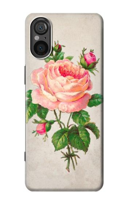 W3079 Vintage Pink Rose Hülle Schutzhülle Taschen und Leder Flip für Sony Xperia 5 V