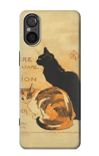 W3229 Vintage Cat Poster Hülle Schutzhülle Taschen und Leder Flip für Sony Xperia 5 V