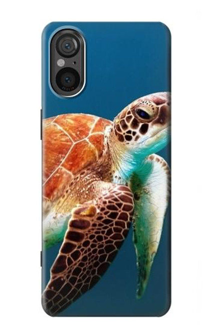 W3497 Green Sea Turtle Hülle Schutzhülle Taschen und Leder Flip für Sony Xperia 5 V