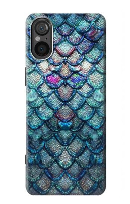 W3809 Mermaid Fish Scale Hülle Schutzhülle Taschen und Leder Flip für Sony Xperia 5 V