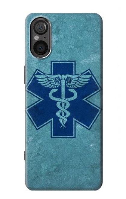 W3824 Caduceus Medical Symbol Hülle Schutzhülle Taschen und Leder Flip für Sony Xperia 5 V