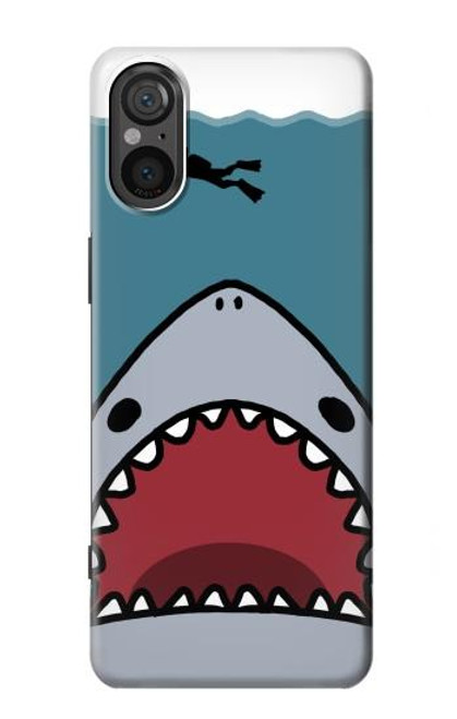 W3825 Cartoon Shark Sea Diving Hülle Schutzhülle Taschen und Leder Flip für Sony Xperia 5 V