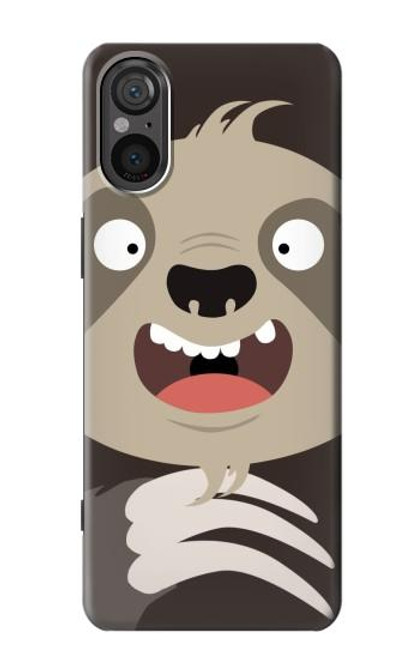 W3855 Sloth Face Cartoon Hülle Schutzhülle Taschen und Leder Flip für Sony Xperia 5 V